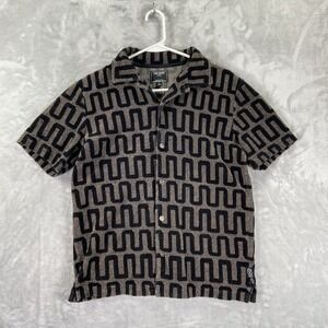 Todd Snyder Shirt men's Small Button Up Terry Cloth Geometric AOP Short Sleeve